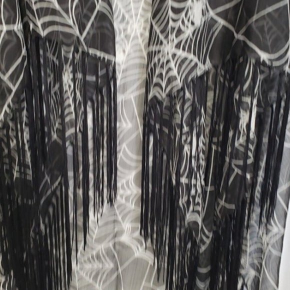 Willow Street Design Spiderweb Halloween Goth Waterfall Fringe Vest - Picture 2 of 6